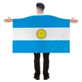 Argentina flag cape featuring blue and white stripes with the sun logo for soccer fans - Argentina Cloak Flag (Without Hood)