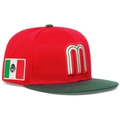 Rote und grüne 2026 World Cup Mexiko Baseballkappe mit 3D-Buchstabe M und Flaggenstickerei - L (58-60cm) / Rot/Grün