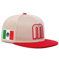 Mexiko 2026 World Cup Snapback Cap in Beige mit rotem Schirm und 3D-M-Stickerei - L (58-60cm) / Beige/Rot