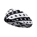 Close-up of elastic sports headband showing black and white star stripe pattern texture - One Size / Black White Stars Stripes Style (Style 5)