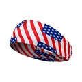 Breathable yoga headband with American flag star and stripe pattern for sports - One Size / Bright Red White Blue Flag Style (Style 7)