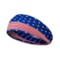 Detail of moisture-wicking yoga headband with American flag stars and stripes pattern - One Size / Navy White Stars Red White Stripes Style (Style 8)