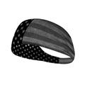 Detail of USA flag stars and stripes pattern on a sweat-wicking sports headband - One Size / Grayscale Retro Flag Style (Style 11)