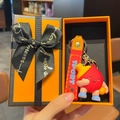 Cartoon sport ball keychain with red silicone strap and premium orange gift box - Table Tennis Style + Orange Gift Box