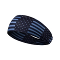 Navy blue US flag pattern sports headband made of high-elastic knit for yoga and running - One Size / Black Blue Artistic Flag Style (Style 1)