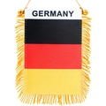 Detailed view of a Germany world cup mini banner with yellow tassels and hanging cord - Germany Small Hanging Flag