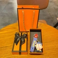 Cartoon baseball keychain with blue strap and orange luxury gift box set for sports fans - Baseball Style + Gift Box & Bag