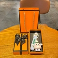 Cartoon badminton keychain doll with blue strap in orange gift box packaging - Badminton Style + Gift Box & Bag