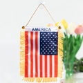 Mini USA flag with gold fringe and AMERICA text for vehicle or home decoration - Small Hanging Flag