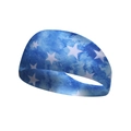 Blue starry sports headband with white star patterns for running and yoga - One Size / Watercolor Gradient Stars Style (Style 18)