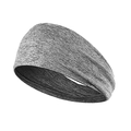 Elastic wide athletic headband in melange gray for running and yoga fitness - One Size / Heather Grey Wide Sports Style (Style 23)