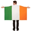 Detailed back view of a large Ireland flag cape worn by a fan for sporting events - Ireland Flag (90*150cm-No Hood)
