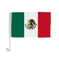 3x5 ft Mexico national flag with white plastic car window clip mount on plain background - Car Flag