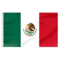 Close-up of Mexico flag with brass grommets and white header showing national emblem - Large Flag