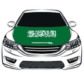 Elastic Saudi Arabia car hood flag featuring the green national emblem and sword logo - Saudi Arabia Flag / 110x150cm