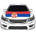 Elastic car hood flag featuring the Serbia national flag design with the double-headed eagle - Serbia / 110x150cm