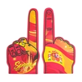 Detail of Spain flag EVA foam finger with Sagrada Familia and national emblem prints - Spain (Red Yellow Coat of Arms Sagrada Familia)
