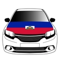 Elastic car hood cover featuring Haiti national flag design for white vehicle engine bonnet - Haiti Flag / 110x150cm