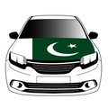 Elastic car hood flag cover featuring Pakistan national flag design on a white car - Pakistan Flag / 110x150cm