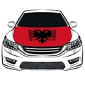 Elastic Albania flag car hood cover with black double-headed eagle on red background - Albania Flag / 110x150cm