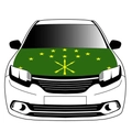 Elastic car hood flag featuring green Circassian design with twelve gold stars and arrows - Adygea Flag / 110x150cm