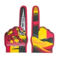 Belgium themed foam finger for fans with national flag colors and sports graphic - Belgium (Black Yellow Red Flag Building Silhouette)