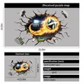 3D football dynamic wall sticker with electrostatic adsorption 38x58cm size - Electrostatic Cling (38*58cm)