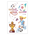 Waterdichte voetbalmeisjes-tatoeageset met gouden trofee en kleurrijke ballen - Cartoon Voetbalmeisje Met Trofee Stijl (EC-188)