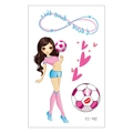 Cartoon soccer girl temporary tattoo stickers with pink hearts and infinity symbol - Heart Soccer Girl with Infinity Symbol Style (EC-192)