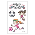 Cartoon soccer temporary tattoos for kids featuring girl players and Sending my Love text - Sending My Love Soccer Girl with Heart Text Style (EC-194)