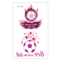 Pink and purple soccer temporary tattoo with hearts and flame design style EC-196 - Purple Fire Soccer with Love in the Air Text Style (EC-196)
