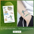 Adesivi tatuaggi temporanei calcio glitter per bambini con disegni di pallone e coppa - Stile Giocatore di Calcio e Trofeo (EG-215)
