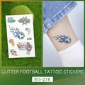 Tatuaggi temporanei di calcio glitterati con motivi dorati sportivi per bambini EG-216 - Stile Calcio di Fiamma e Fischietto (EG-216)