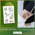 Tatuaggi temporanei calcio glitterati per bambini con motivi goal time e palloni - Stile Silhouette Giocatore che Calcia (EG-218)