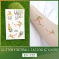 Waterproof glitter soccer tattoo stickers for kids featuring EG-222 gradient patterns - Orange Fireball and Player Style (EG-222)