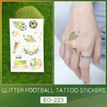 Glitter soccer temporary tattoo stickers EG-223 featuring football field and players - Burning Soccer and Field Style (EG-223)