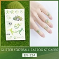 Glitter soccer football temporary tattoo stickers with player silhouettes for kids, model EG-224 - Yellow Green Gradient Goal Style (EG-224)