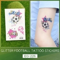 Glitter soccer tattoo stickers for kids featuring stars and goal text model EG-226 - Cool Goal Slogan Style (EG-226)