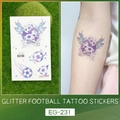Glitter soccer temporary tattoos for kids with blue purple gradient wing ball patterns - Winged Planet Soccer Style (EG-231)