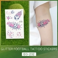 Waterproof glitter soccer tattoo stickers EG-232 featuring colorful football patterns - Dynamic Player and Fireball Style (EG-232)