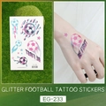 Glitter soccer temporary tattoo with pink and blue football motifs for kids style EG-233 - Blue Pink Soccer and Lightning Style (EG-233)