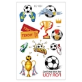 Waterproof cartoon soccer tattoo set with trophy, goal text and balls for kids fans - Victory Starlight Soccer Style (EC-051) / 120*75mm