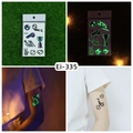 Tatouages temporaires de football lumineux pour enfants avec trophées et sifflets - Style de Football (Ei-335) / 120x75mm