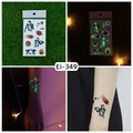 Tatouages temporaires de rugby lumineux avec ballon en flammes et étoiles brillent dans le noir - Style de Football Américain (Ei-349) / 120x75mm