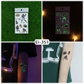 Tatouages temporaires rugby lumineux pour peau avec joueurs et casques, lueur verte - Style de Football Américain (Ei-351) / 120x75mm