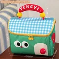 Bolsa de almuerzo verde casa de cuento con tapa de cuadros y ojos de dibujos - Bolsa Térmica de Casa de Dibujos Animados - Verde