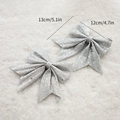 Silver glitter bow Christmas tree hanging ornament measuring 5.1 inches wide - 12cm Silver (2pcs)
