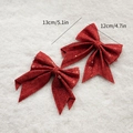 Sparkling red sequin Christmas bows for festive holiday tree decoration and gift wrapping - 12cm Red (2pcs)