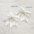 Sparkling white glitter Christmas bows with iridescent finish for tree decoration - 12cm Colorful White (2pcs)