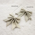 Two 13x12cm gold glitter Christmas tree bows with sequins for festive scene decoration - 12cm Champagne Gold (2pcs)